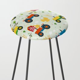 Rows of Colorful Farm Tractors Counter Stool