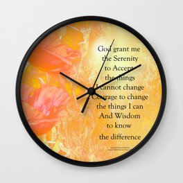 Serenity Prayer Orange Poppy Garden Glow Wall Clock