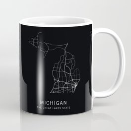 Michigan State Road Map Coffee Mug | Cartography, Mittenstate, Grandrapids, Map, Maps, Road, Annarbor, Graphicdesign, Lansing, Greatlakesstate 