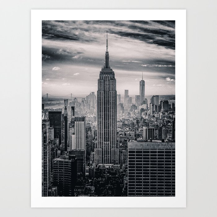 Black & White Empire State Building  Art Print