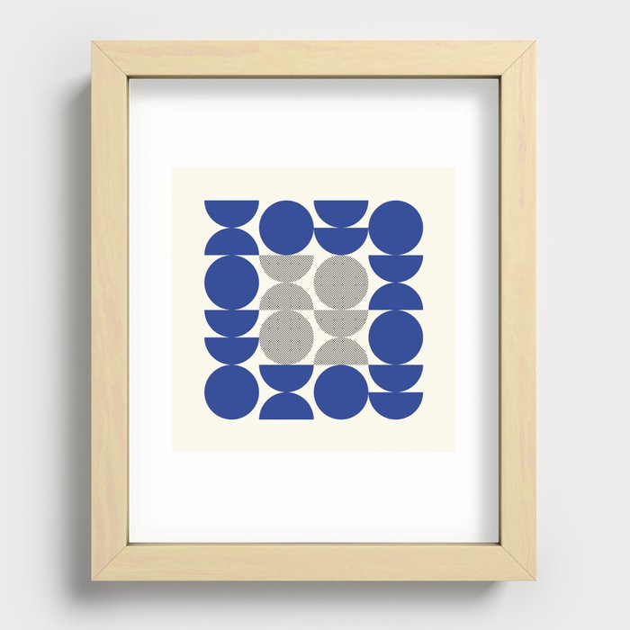 blue dot geometrical pattern Recessed Framed Print