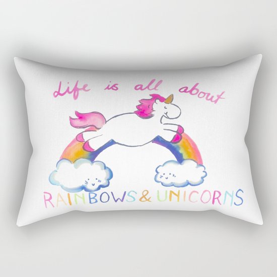 Rainbow Unicorn Rectangular Pillow