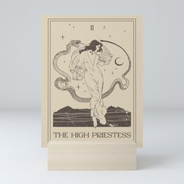 The High Priestess Card Poster. Witchy Girl and Mystic Snake Mini Art Print
