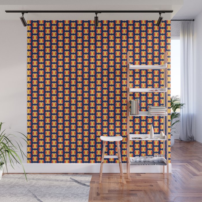 Stylised Sunflower Field Seamless Pattern Design Wall Mural