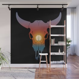 Sunset Bull Wall Mural