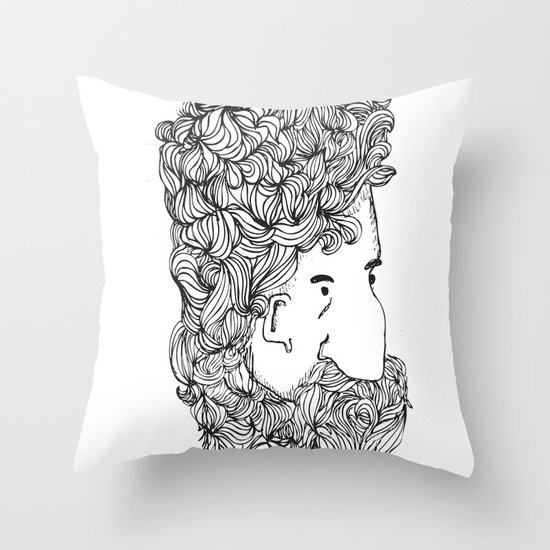 Bearded Man Throw Pillow