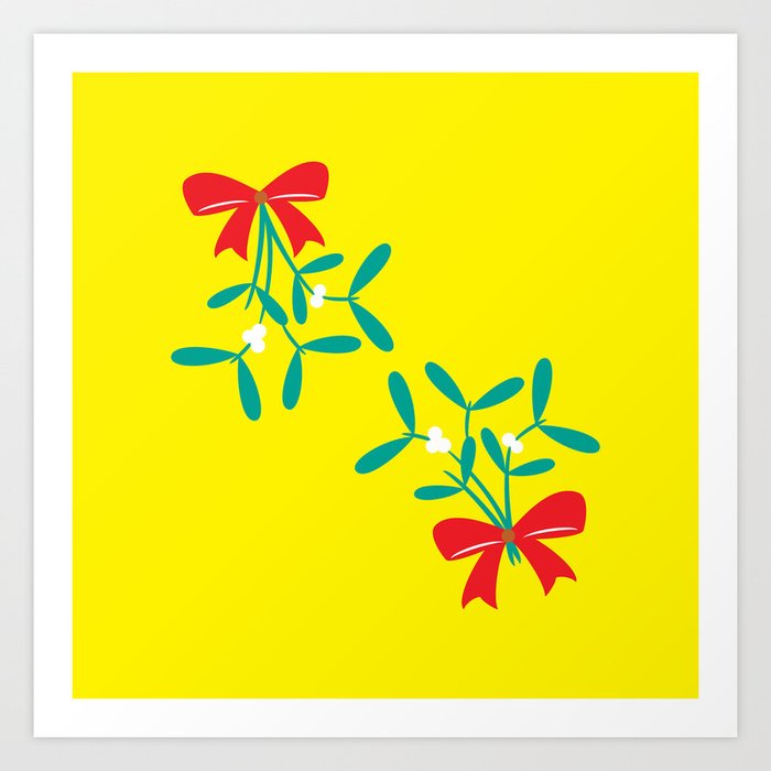 Two Bows Mistletoe Art Print