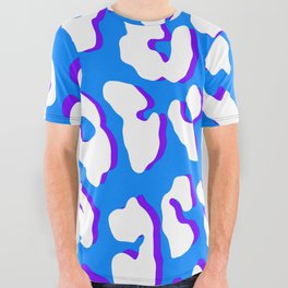 White Leopard Print Blue Purple All Over Graphic Tee