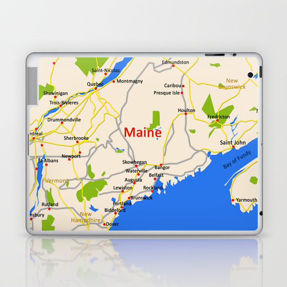 Map Of Maine State Usa Laptop Ipad Skin By Efratul Society6