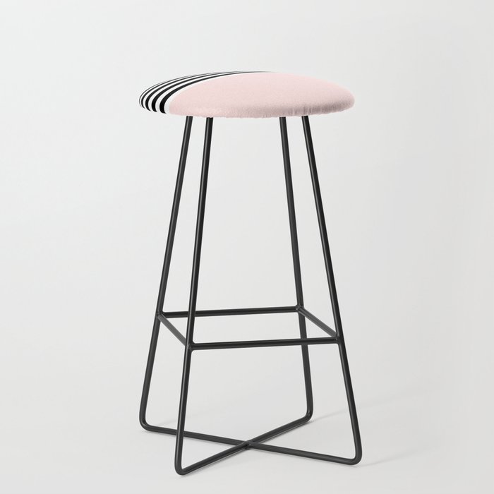 Misty Rose With Black and White Stripes Bar Stool