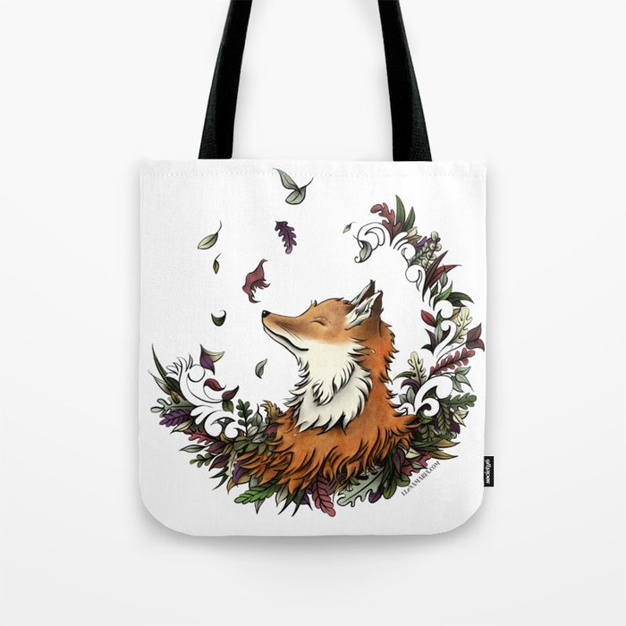 Fall Fox Flora Tote Bag