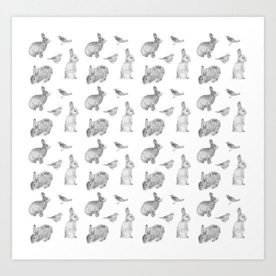 Bunny & Bird Art Print