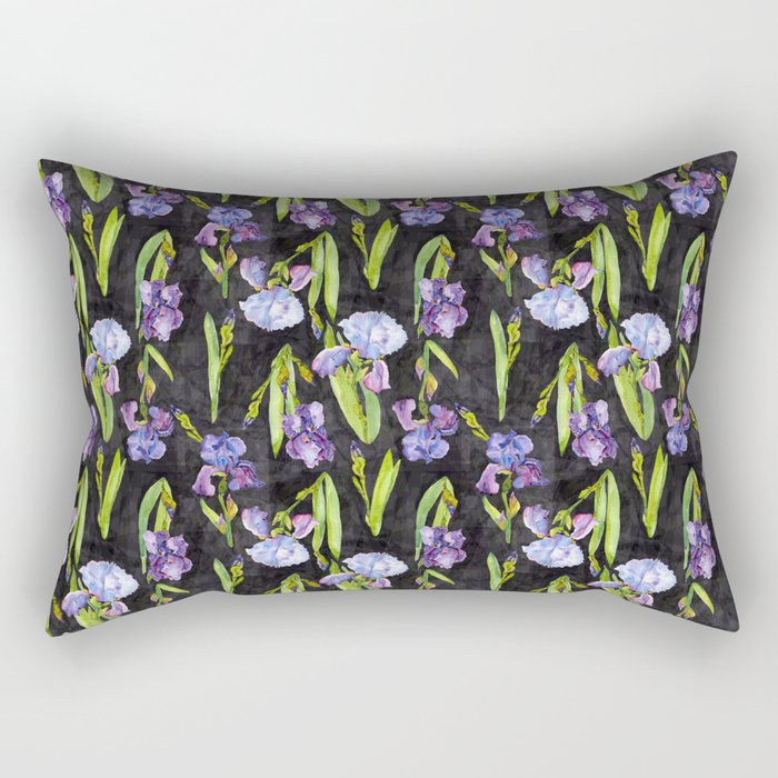 Marla's Irises dark background Rectangular Pillow
