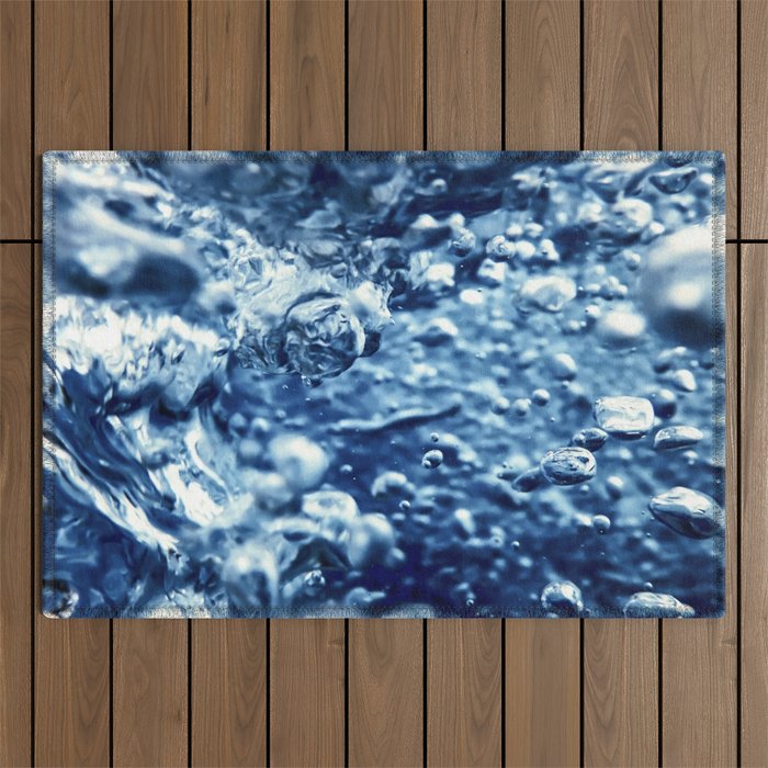 Air bubbles, underwater bubbles Abstract underwater background. Outdoor Rug