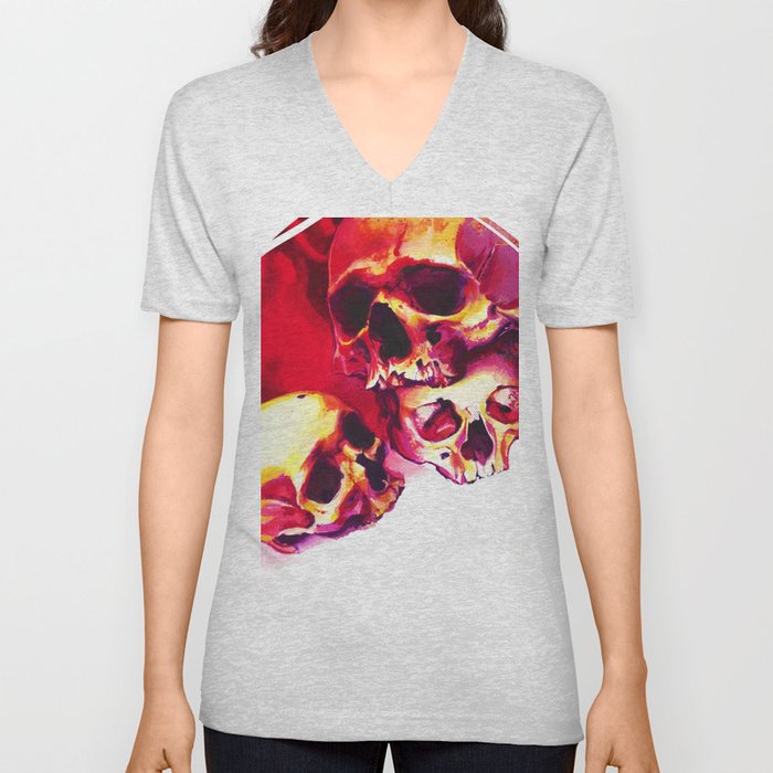 bright skulls V Neck T Shirt