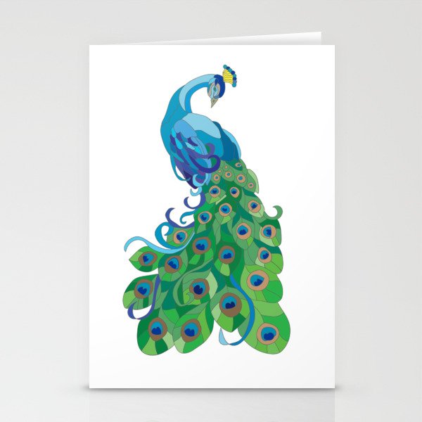 Peacock illustration Stationery Cards