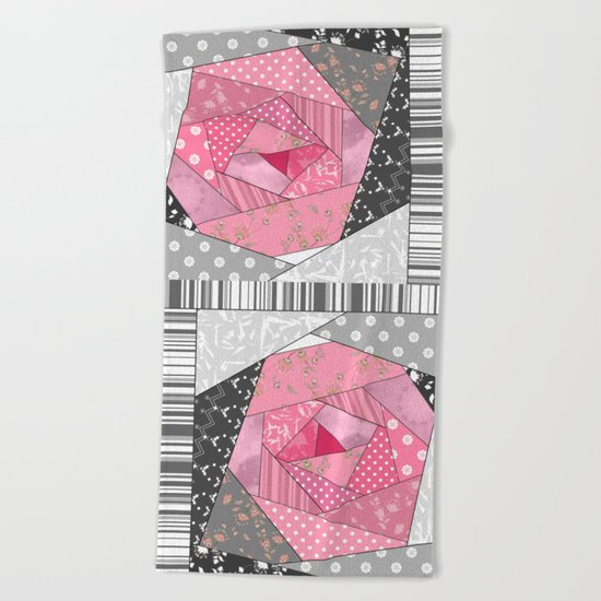 Needlework 1 . Patchwork. Roses. Beach Towel
