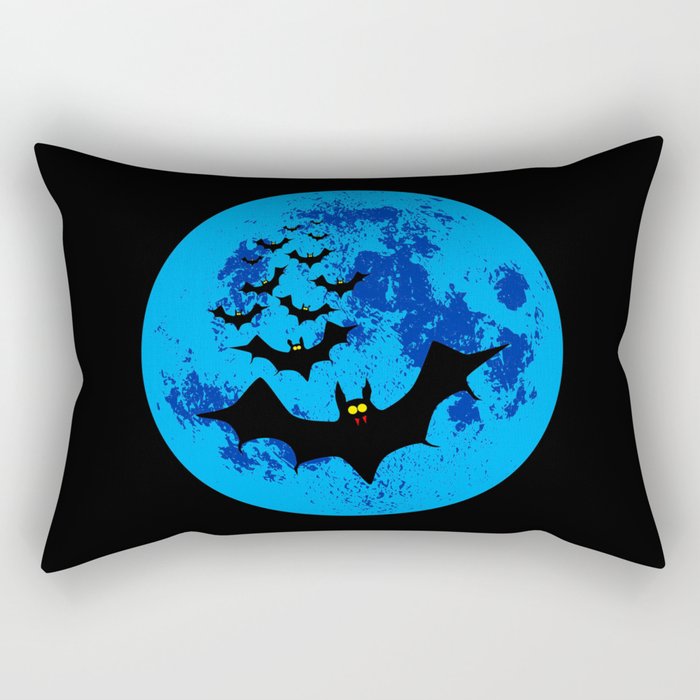 Vampire Bats Against The Blue Moon Rectangular Pillow