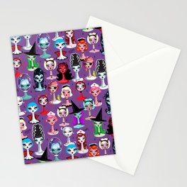 Spooky Dolls Purple Stationery Card
