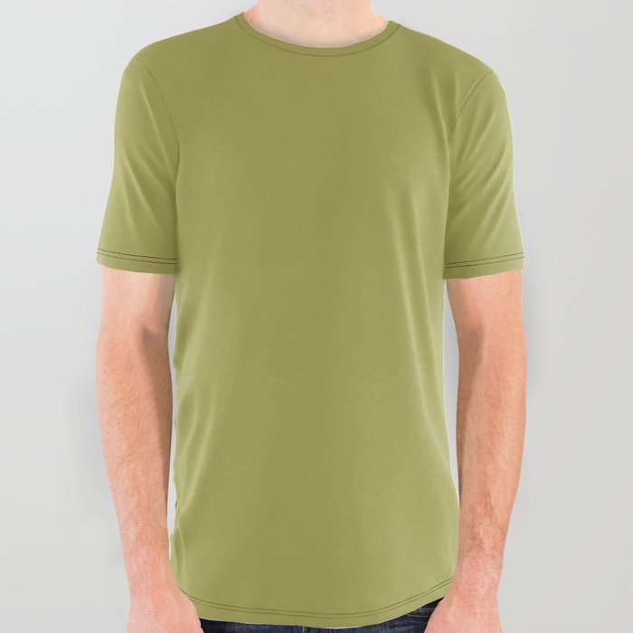 Dark Green-Yellow Solid Color Pantone Oasis 16-0540 TCX Shades of Yellow Hues All Over Graphic Tee
