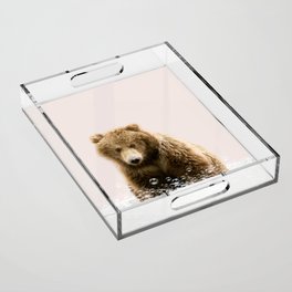 Bear in a Bathtub, Bear Taking a Bath, Bear Bathing, Bathtub Animal Art Print By Synplus Acrylic Tray