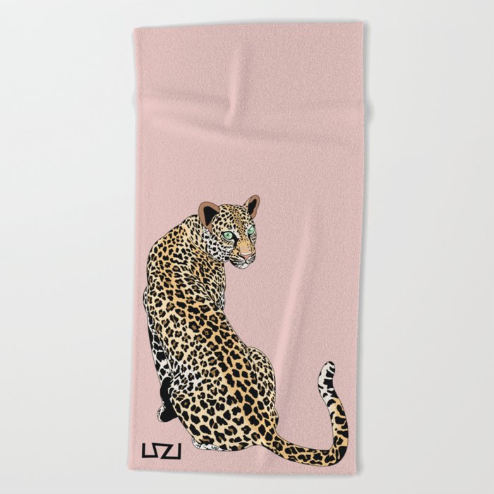 Mrs. Leopard Towel Pink Beach Towel by Lizi Phoenix Society6