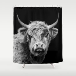 Highland Cow Black And White Shower Curtain