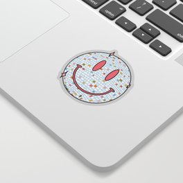 Smiley Disco Ball Sticker | Colorful, Positive, Digital, Smile, Curated, Discoball, Disco, Happy, Rainbow, Smileyface 