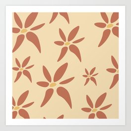Floral brown bohemian pattern Art Print