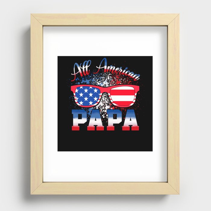 All american Papa US flag 4th of July Recessed Framed Print