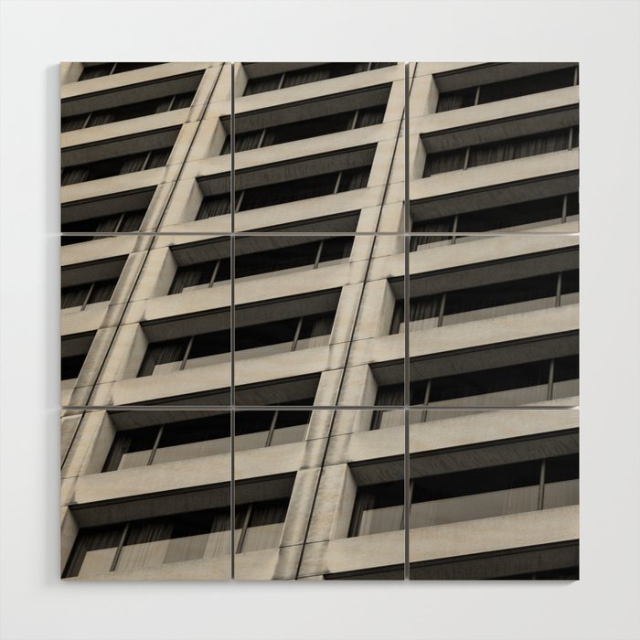 Black and White Apartment Windows Wood Wall Art