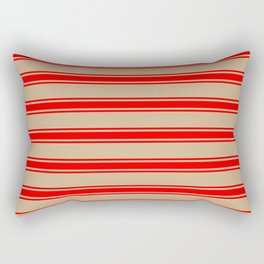 [ Thumbnail: Tan & Red Colored Lines Pattern Rectangular Pillow ]