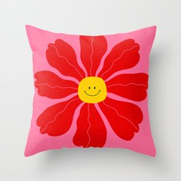 Happy red flower Throw Pillow
