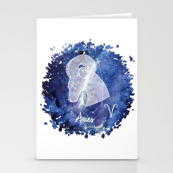 Aries Zodiac sign in a nebula Stationery Cards