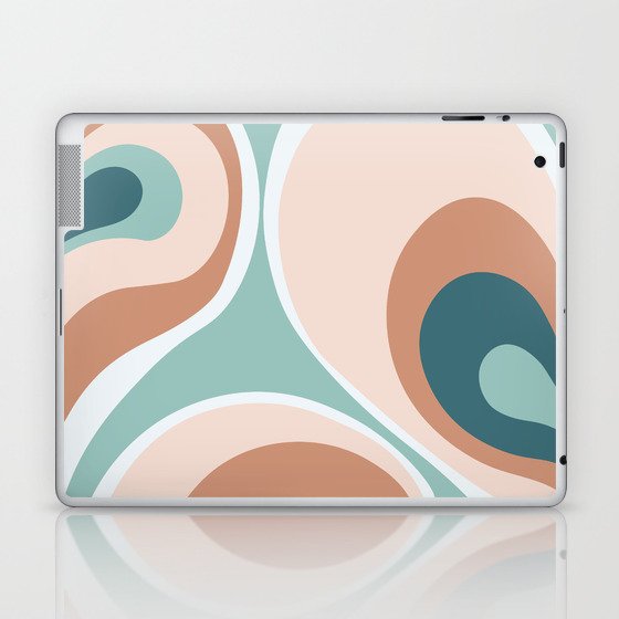 Trippy Psychedelic Abstract Design in Teal, Peach, Light Blue and Salmon Pink Laptop & iPad Skin