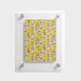 Yellow Vintage Garden Flower Power Floral Pattern Floating Acrylic Print