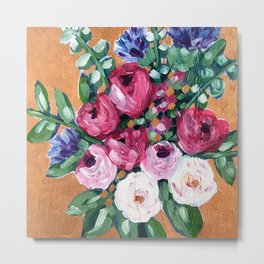 Pink Bouquet with Rose Gold Background Metal Print