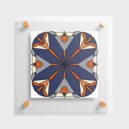 Mandala Geometric Tile Orange Blue Floating Acrylic Print