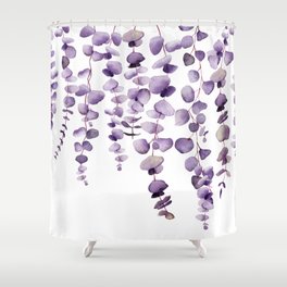 Eucalyptus Watercolor Purple Shower Curtain