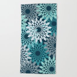 fashionable blue Flowers Print Beach Towel