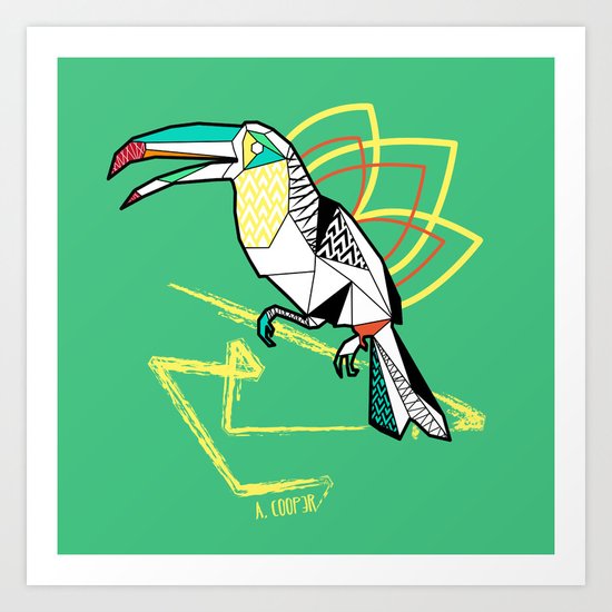 Geometric toucan Art Print