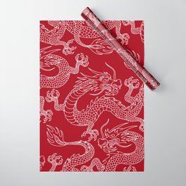 Lunar Year White Dragon Wrapping Paper