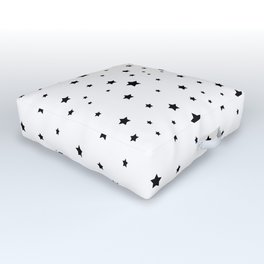 Black stars on white Outdoor Floor Cushion