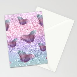 Pastel Unicorn Butterfly Glitter Dream #1 (Faux Glitter) #shiny #decor #art #society6 Stationery Card