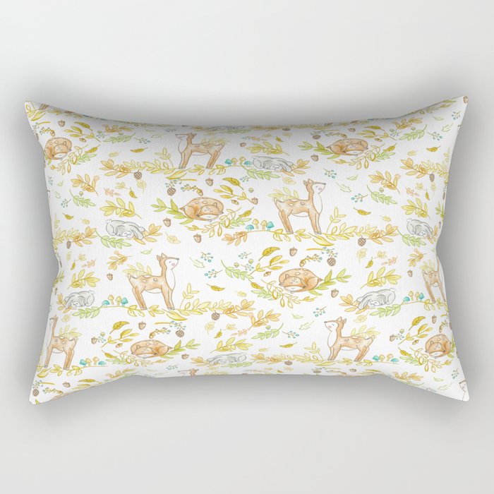 autumn rabbit and fawn Rectangular Pillow