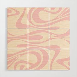 Mod Thang Retro Modern Abstract Pattern in Soft Pastel Pink and Cream Wood Wall Art