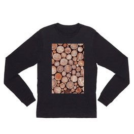 Stacked Round Logs x Hygge Scandi Rustic Cabin Long Sleeve T Shirt
