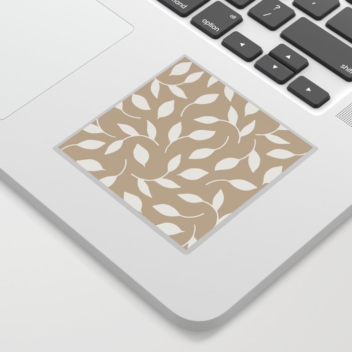 Beige and white leaves pattern Sticker