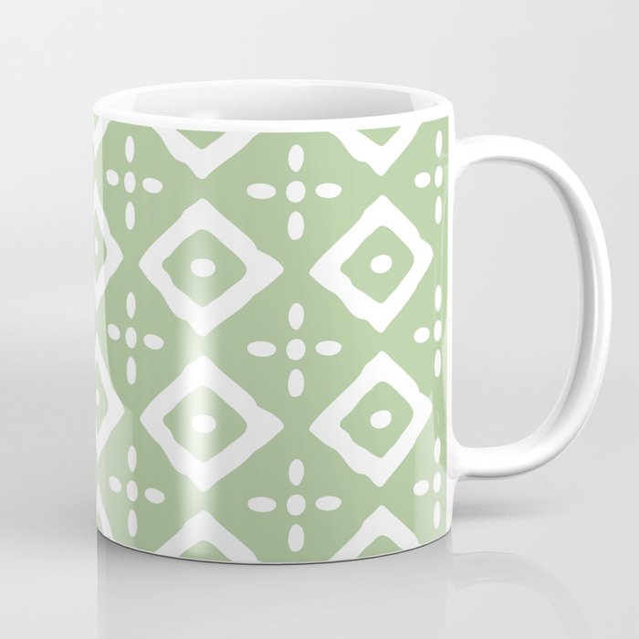 Diamond Flower Pattern Sage Green Coffee Mug