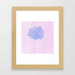 Autumn cloud raining under umbrella Framed Art Print